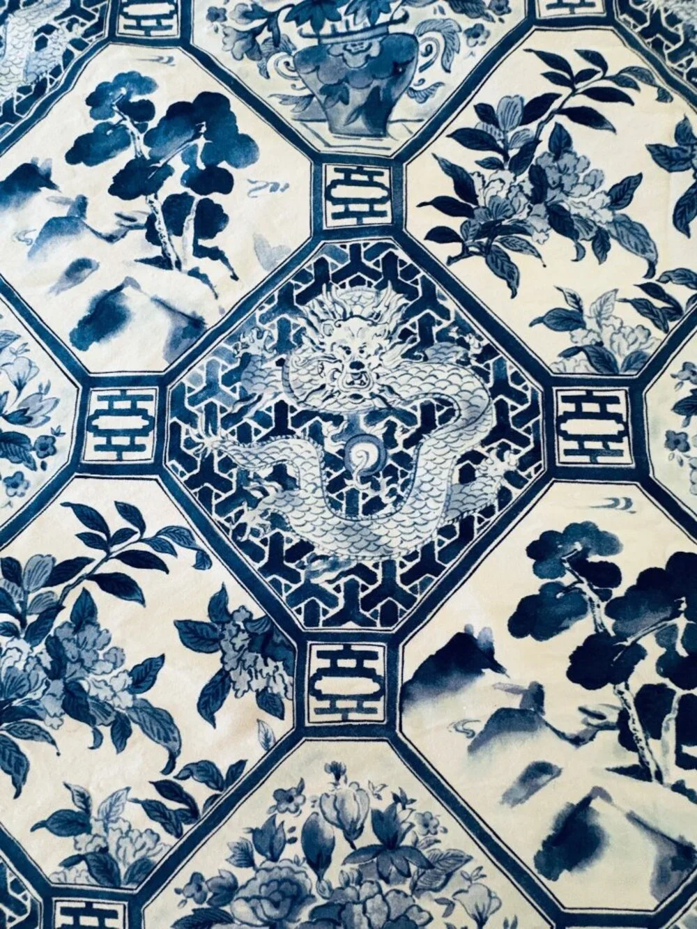 Ralph Lauren Palm Harbor Full Queen Duvet Cover Blue White Chinoiserie Pristine